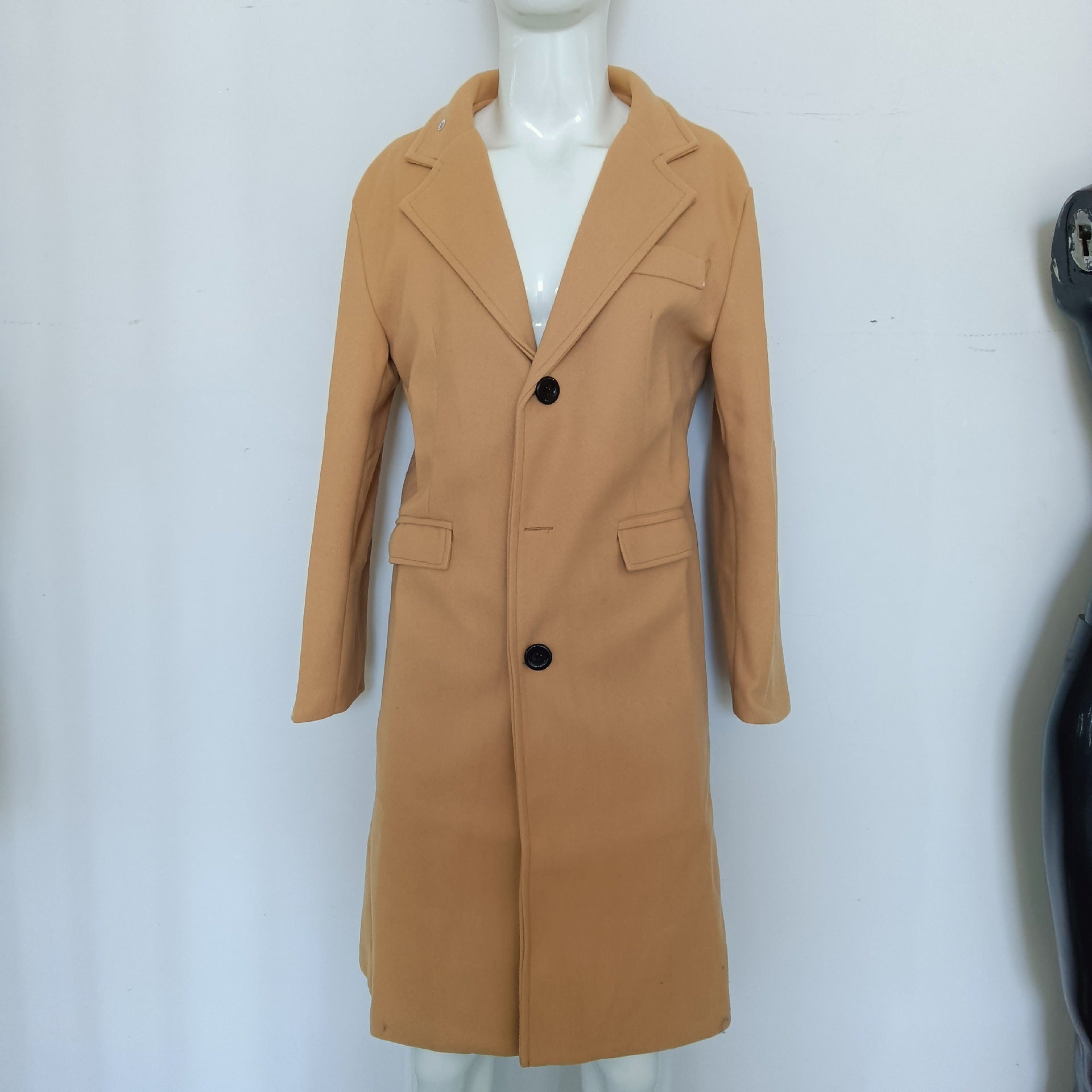 Manteau en Polyester pour Homme avec Boutonnage Simple – Elegant and Comfortable