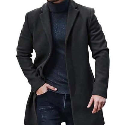 Tweed Coat for Men, Mid-Length in Polyester, Fitted and Elegant Silhouette