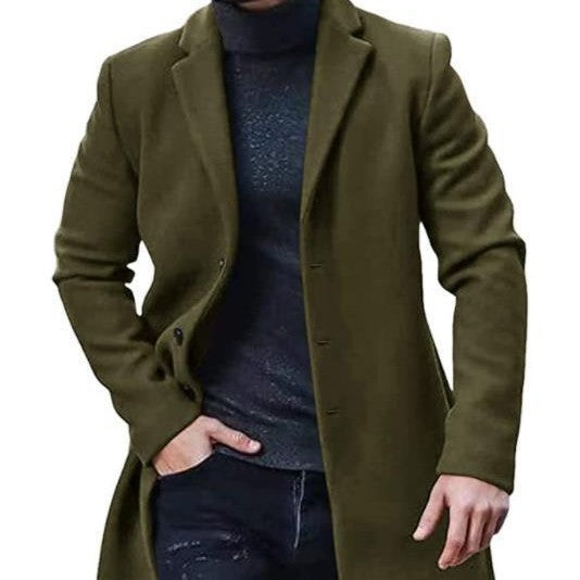 Manteau en Tweed pour Homme, Mid-Length Polyester, Slim and Elegant Silhouette