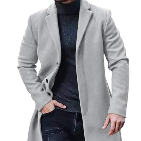 Manteau en Tweed pour Homme, Mid-Length Polyester, Slim and Elegant Silhouette