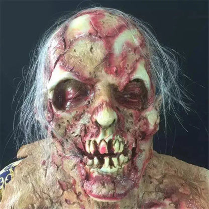 Realistic Halloween Latex Mask – Scary Full Zombie Mask for Adults, Full Face and Head Coverage