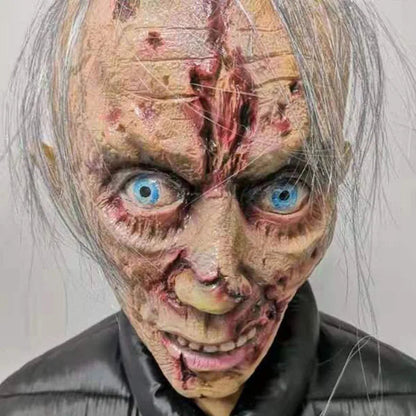Realistic Halloween Latex Mask – Scary Full Zombie Mask for Adults, Full Face and Head Coverage