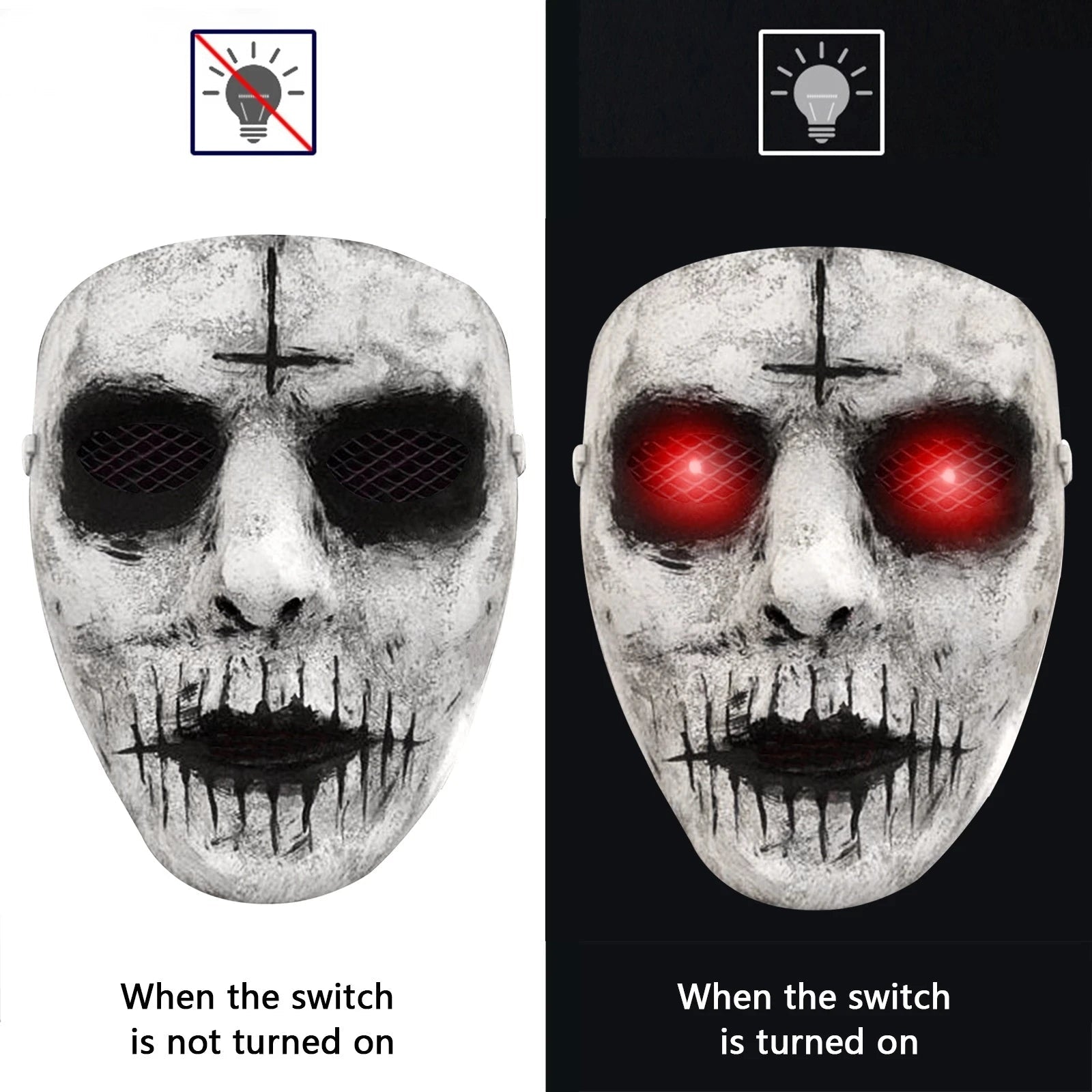 Masque Halloween en Latex avec LED Rouge – Masque de Démon Effrayant pour Fête