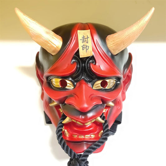 Hannya Resin Mask for Cosplay and Halloween – Traditional Demons with Glossy Finish