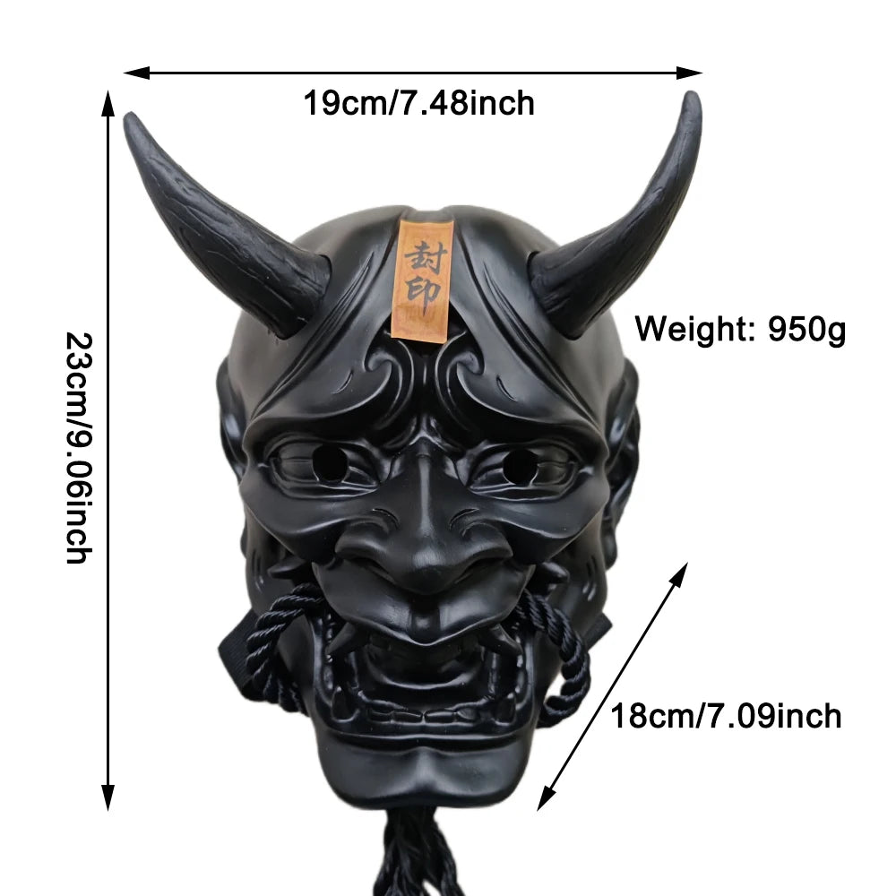 Hannya Resin Mask for Cosplay and Halloween – Traditional Demons with Glossy Finish