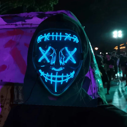 LED Light-Up Purge Mask for Halloween and Parties – Strange and Customizable Effect