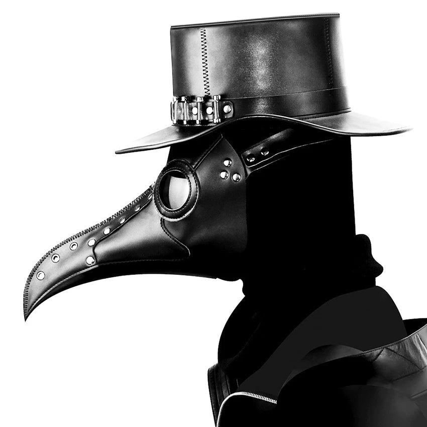 Steampunk Mask in Synthetic Leather of the Plague Doctor for Halloween and Cosplay