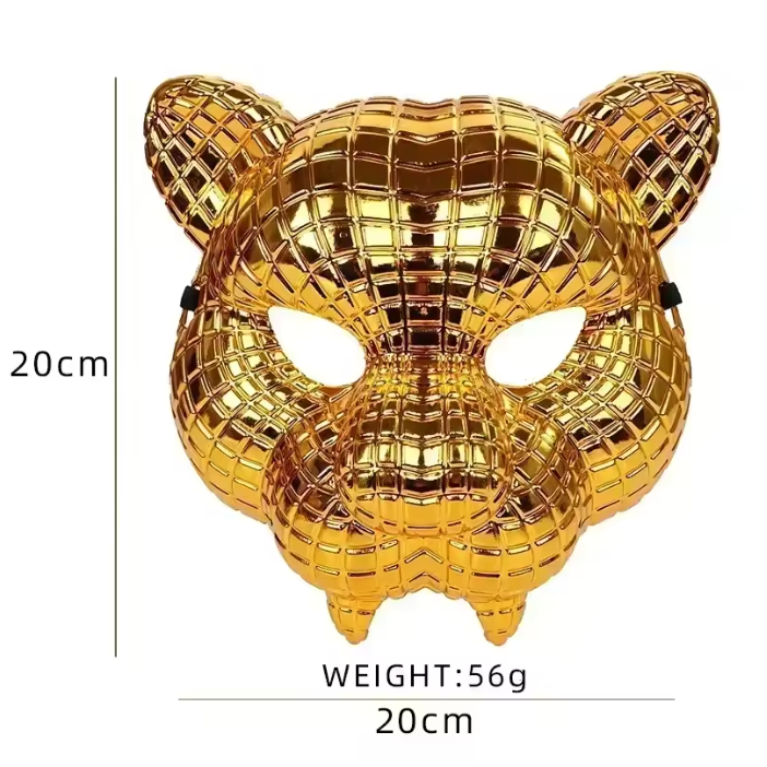 VIP Squid Game Gold Mask with Leopard Pattern – Costume Accessory for Halloween and Cosplay, 20x20 cm in Durable ABS