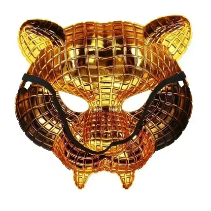 VIP Squid Game Gold Mask with Leopard Pattern – Costume Accessory for Halloween and Cosplay, 20x20 cm in Durable ABS