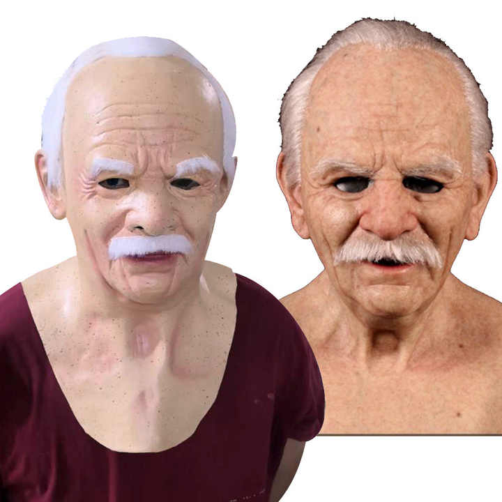 Masque Vieillard en Silicone Ultra-Réaliste pour Halloween et Performances Théâtrales