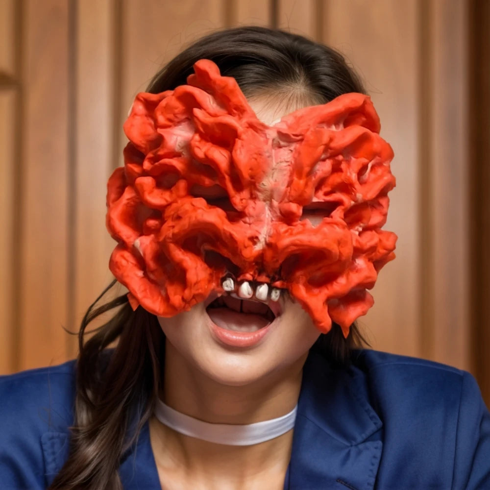 Masque Zombie Demi-Face en Caoutchouc pour Cosplay et Halloween – Accessoire Unisexe Fongique