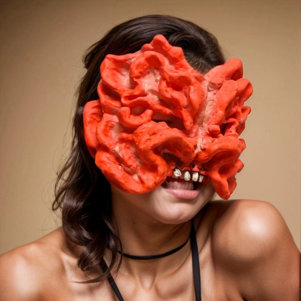 Masque Zombie Demi-Face en Caoutchouc pour Cosplay et Halloween – Accessoire Unisexe Fongique