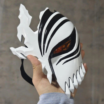 Ichigo Kurosaki Hollow Half-Face Mask in Acrylic – Cosplay and Halloween with Authentic Details and Amber Lenses