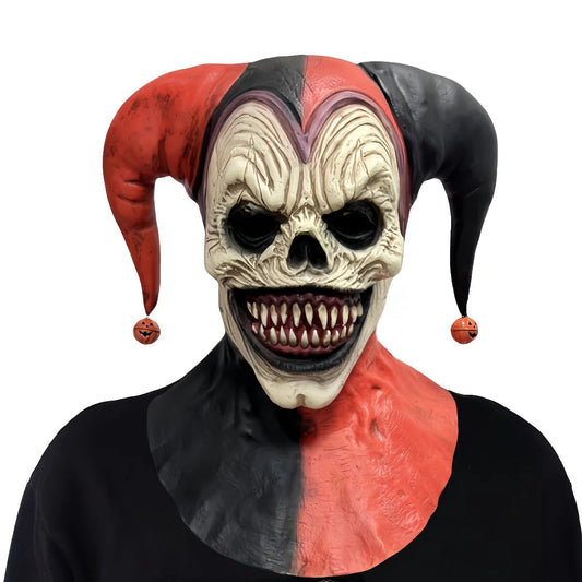 Latex Clown Mask with Horns - Scary Skull for Halloween and Cosplay