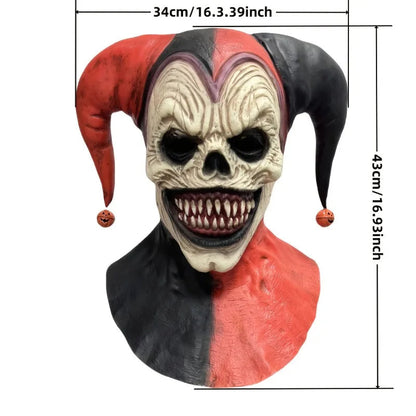 Latex Clown Mask with Horns - Scary Skull for Halloween and Cosplay