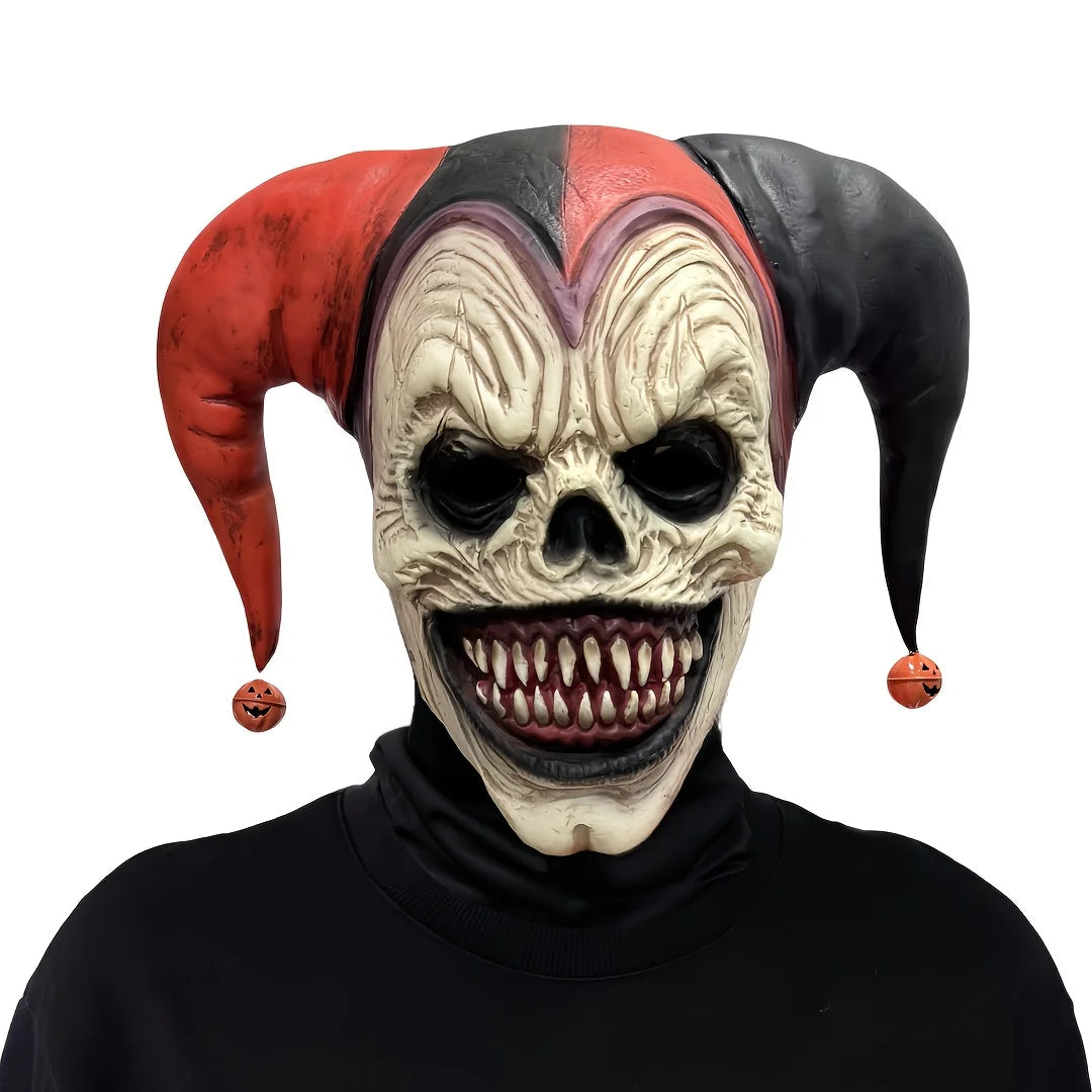 Masque de Clown en Latex avec Cornes - Crâne Effrayant pour Halloween et Cosplay