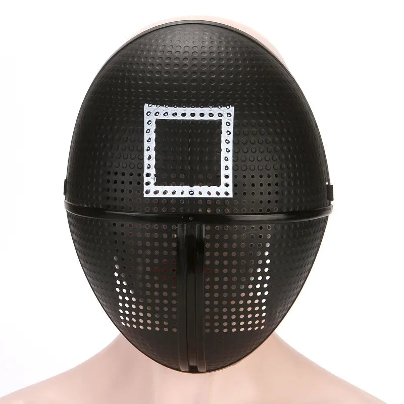 Masque de Cosplay Calamari Complet avec Motifs Carrés, Ronds et Triangulaires – Costume de Fête Inspiré d'une Série TV Coréenne