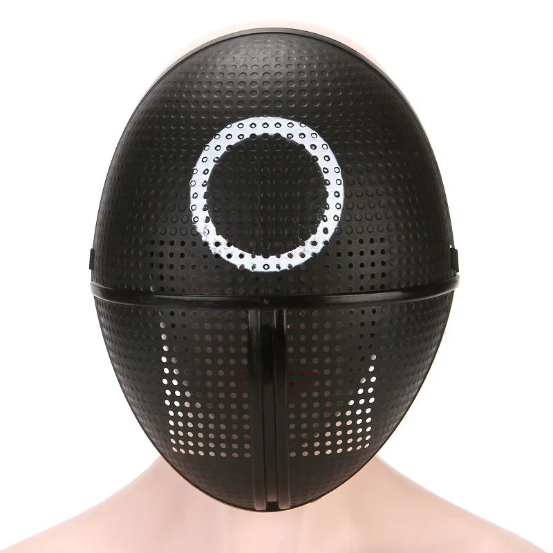 Masque de Cosplay Calamari Complet avec Motifs Carrés, Ronds et Triangulaires – Costume de Fête Inspiré d'une Série TV Coréenne