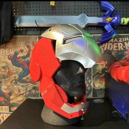 Iron Man Glowing Portable Cosplay Mask for Kids – Red and Gold Helmet Inspired by the Avengers