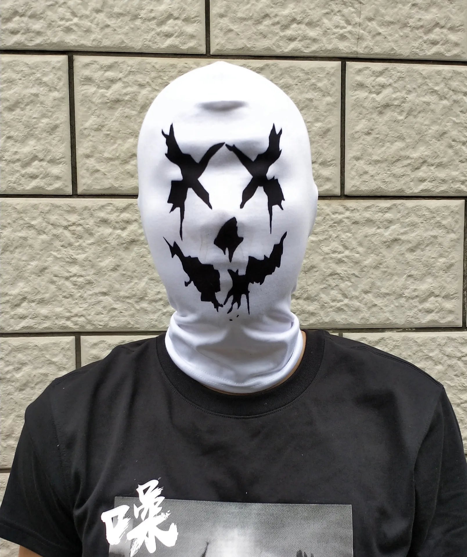 Masque de Cosplay Rorschach en Polyester pour Halloween – Masque Complet avec Imprimé Symétrique
