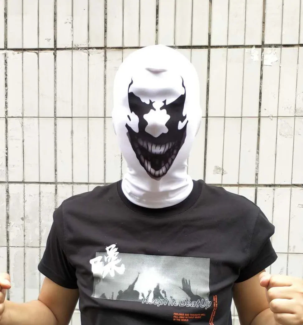 Masque de Cosplay Rorschach en Polyester pour Halloween – Masque Complet avec Imprimé Symétrique