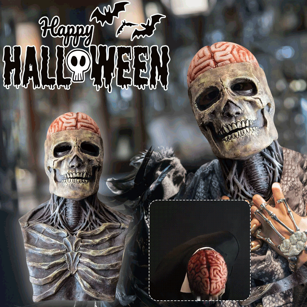 Masque de squelette réaliste à mâchoire mobile avec chapeau – Accessoire complet pour Halloween et cosplay