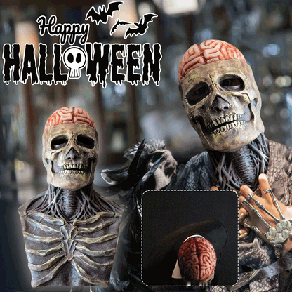 Realistic skeleton mask with movable jaw and hat – Complete accessory for Halloween and cosplay