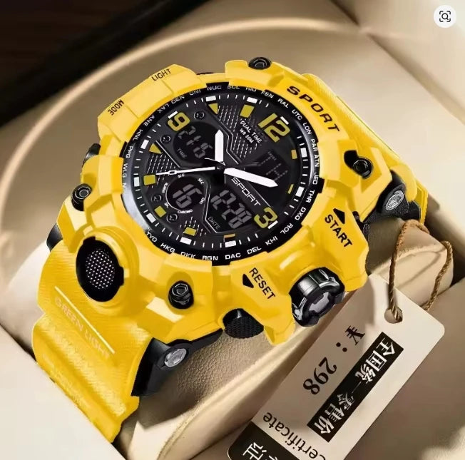 Men's Electronic Sports Watch with Glow Feature – Trendy Black Design for Teens