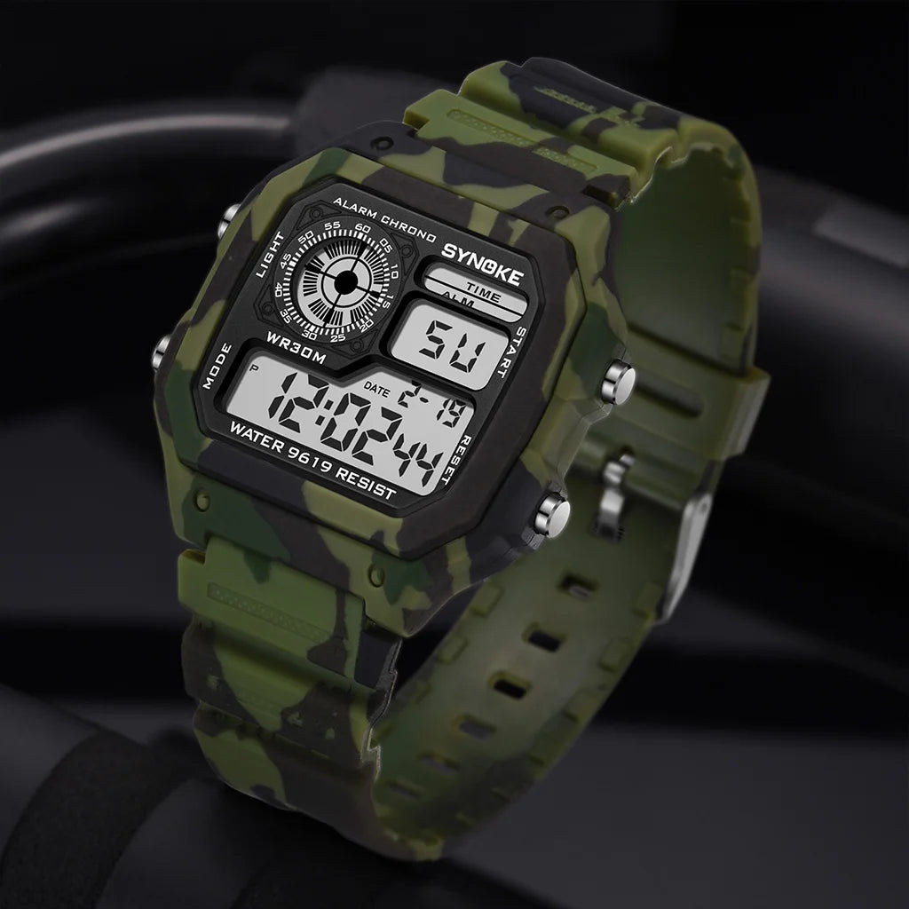 Men's Outdoor Military Digital Watch with Nylon Strap – Waterproof Multifunctional Sports Timepiece