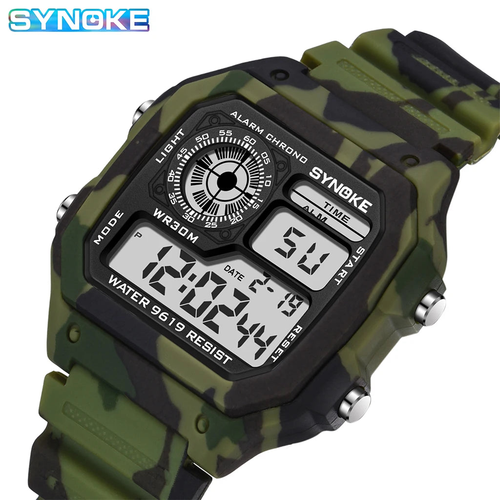 Men's Outdoor Military Digital Watch with Nylon Strap – Waterproof Multifunctional Sports Timepiece