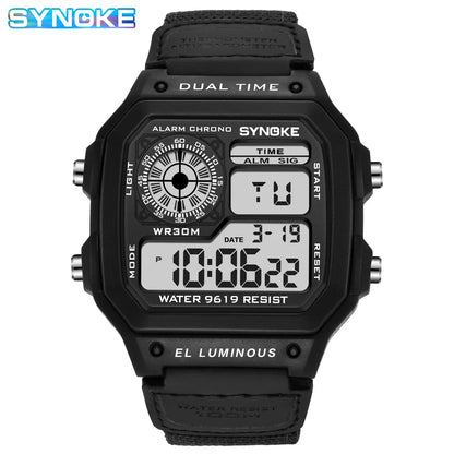 Men's Outdoor Military Digital Watch with Nylon Strap – Waterproof Multifunctional Sports Timepiece