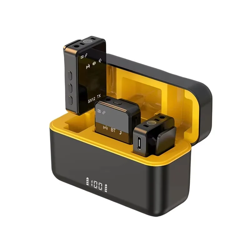 Wireless Lavalier Microphone with Noise Cancellation and LED Screen – Compatible with iPhone, iPad, and Android