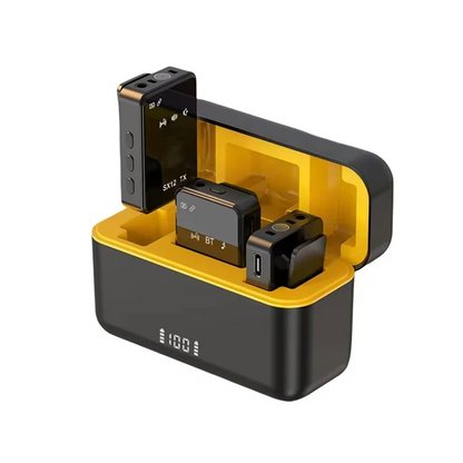 Wireless Lavalier Microphone with Noise Cancellation and LED Screen – Compatible with iPhone, iPad, and Android