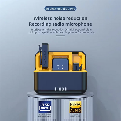 Wireless Lavalier Microphone with Noise Cancellation and LED Screen – Compatible with iPhone, iPad, and Android