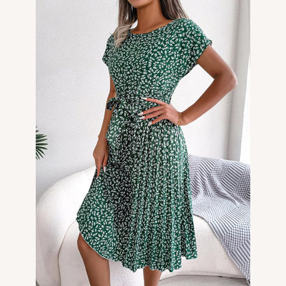 Variant image for Robe Femme Midi Trapèze Imprimée Floral avec Ceinture à Nouer – Élégante et Confortable-9