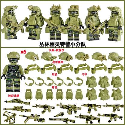 Military Mini Doll Building Blocks Set – Camouflage Yellow Desert Ghost Special Forces