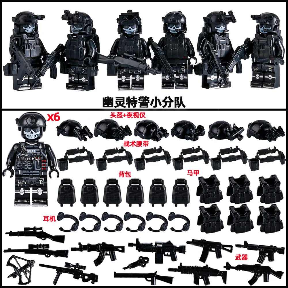 Military Mini Doll Building Blocks Set – Camouflage Yellow Desert Ghost Special Forces