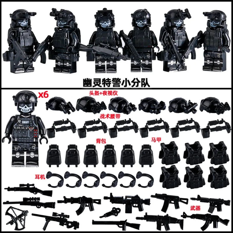 Military Mini Doll Building Blocks Set – Camouflage Yellow Desert Ghost Special Forces