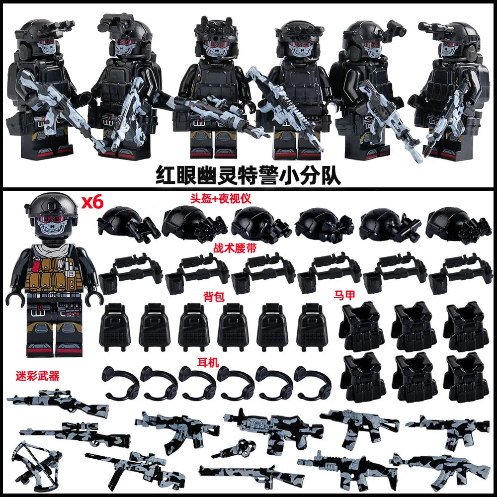 Military Mini Doll Building Blocks Set – Camouflage Yellow Desert Ghost Special Forces
