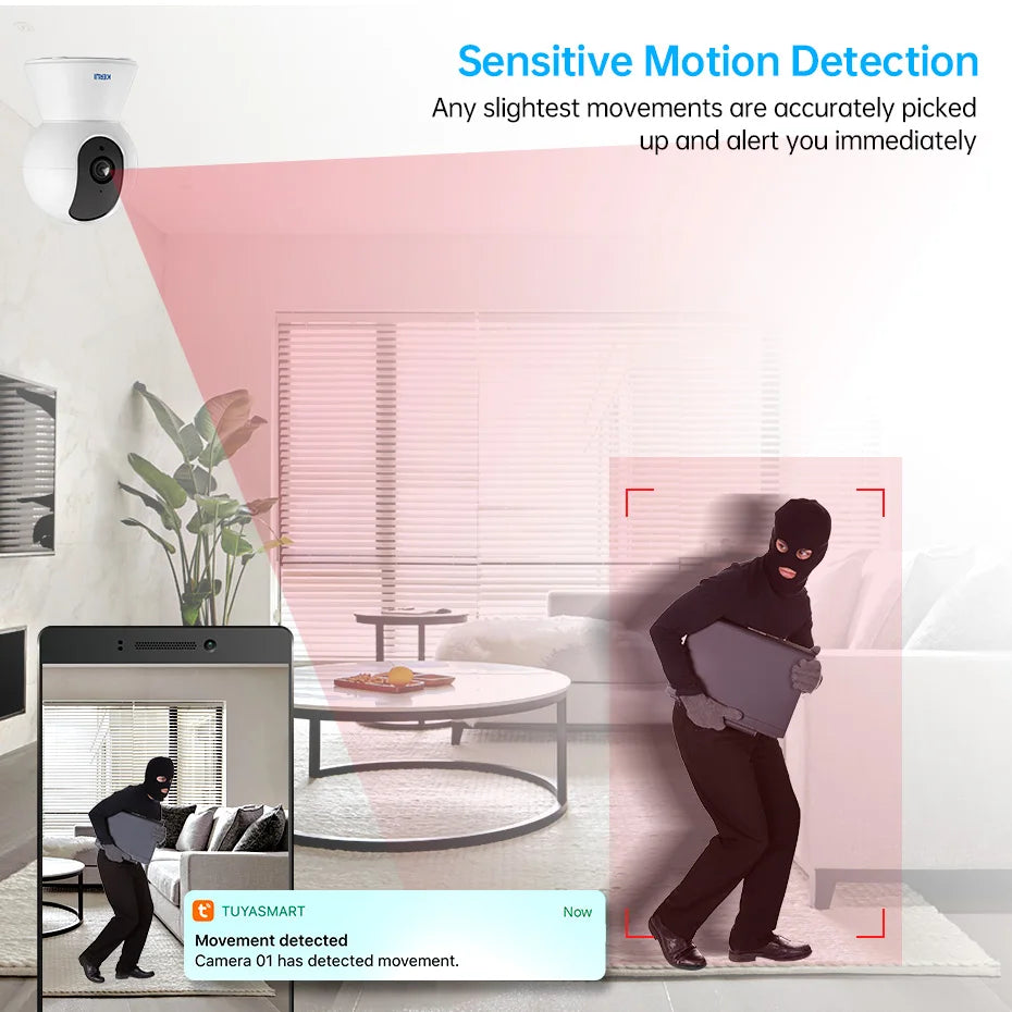 Mini WiFi IP Camera 5MP 4K with AI Human Detection and Automatic Tracking – Indoor Surveillance