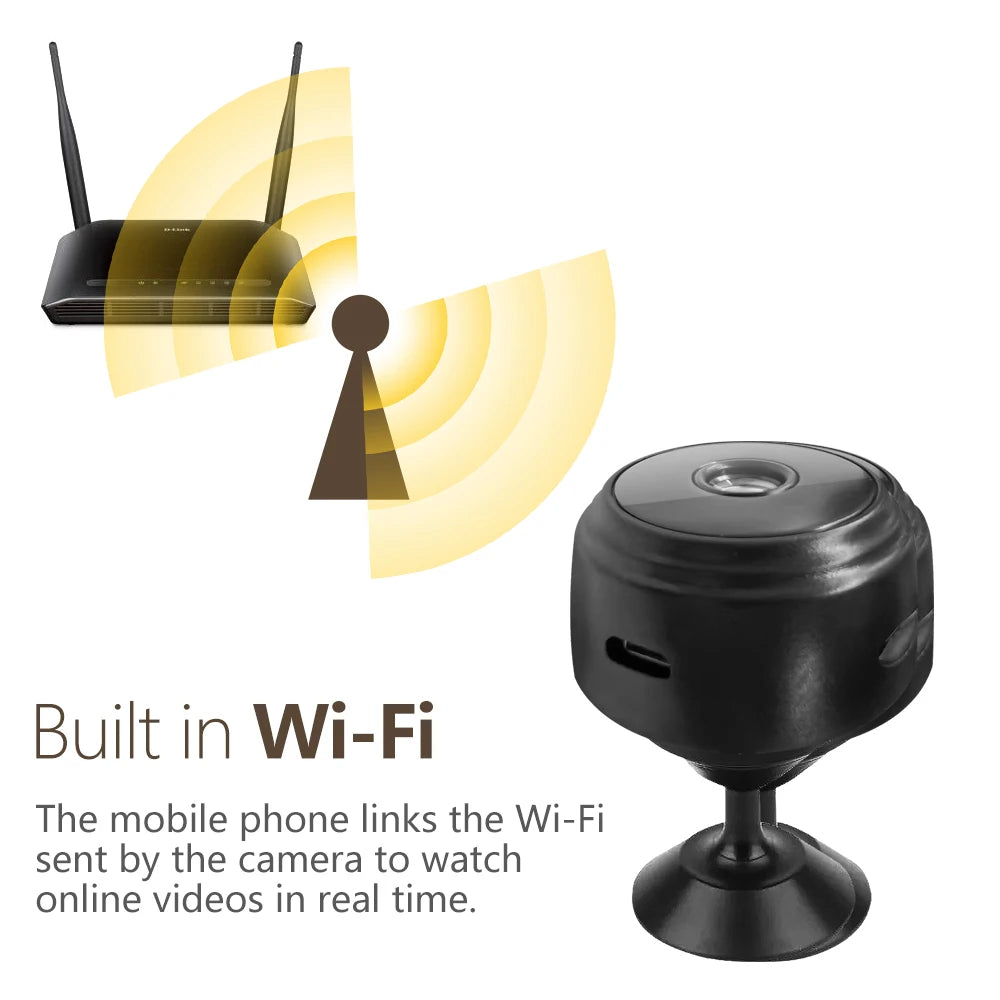 Mini WiFi Camera A9 High Definition for Baby and Pet Monitoring – Wireless Connectivity and Audio Recording