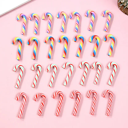 Mini Candy Cane Christmas Decoration in Resin – 10/30/50 Pcs Red and White