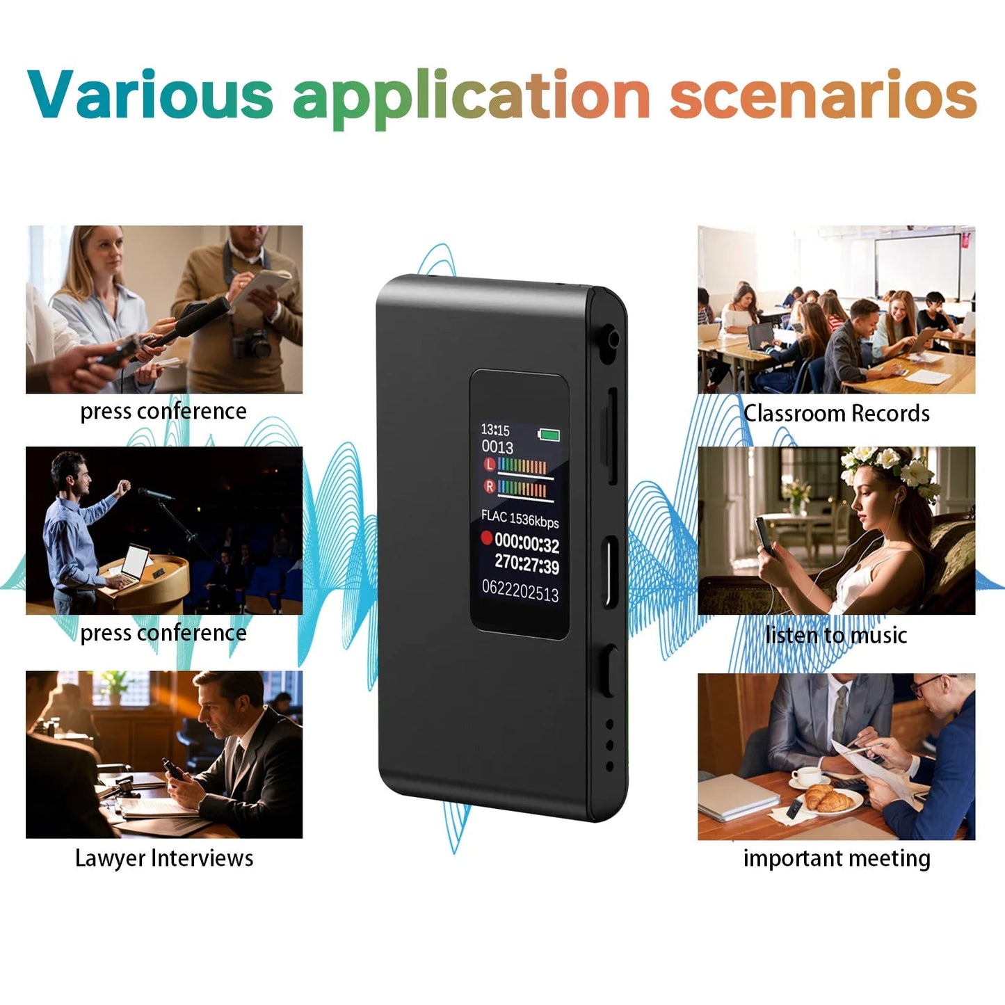 Mini Digital Voice Recorder Discreet for Children – Compact, Lightweight, MP3 and WAV Formats, Built-in Screen