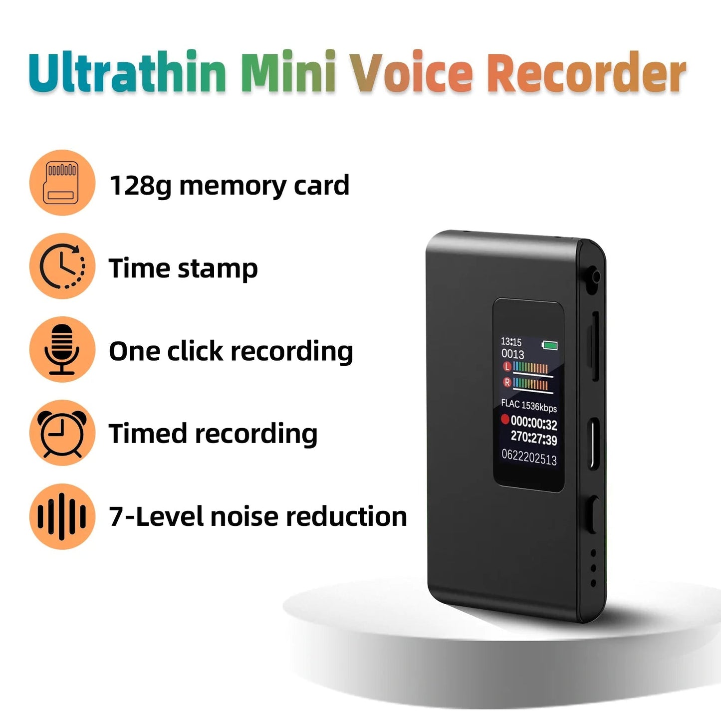 Mini Digital Voice Recorder Discreet for Children – Compact, Lightweight, MP3 and WAV Formats, Built-in Screen