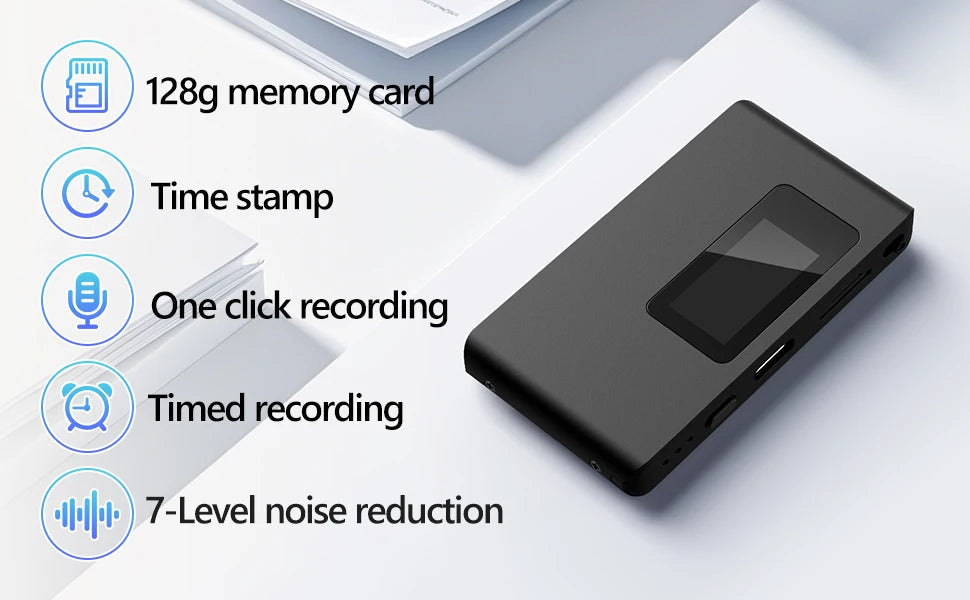 Mini Digital Voice Recorder Discreet for Children – Compact, Lightweight, MP3 and WAV Formats, Built-in Screen