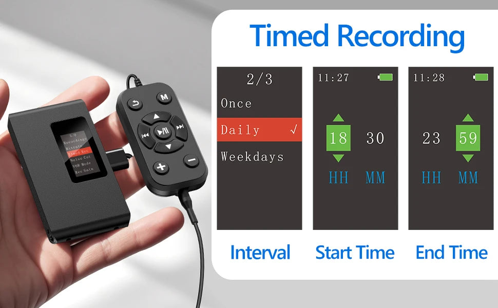 Mini Digital Voice Recorder Discreet for Children – Compact, Lightweight, MP3 and WAV Formats, Built-in Screen