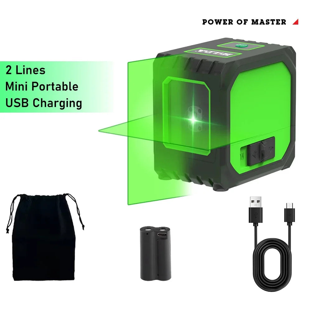 Mini Self-Leveling Laser Level Compact with Green Beams and USB Charging – Precise DIY Tool for Alignment and Leveling