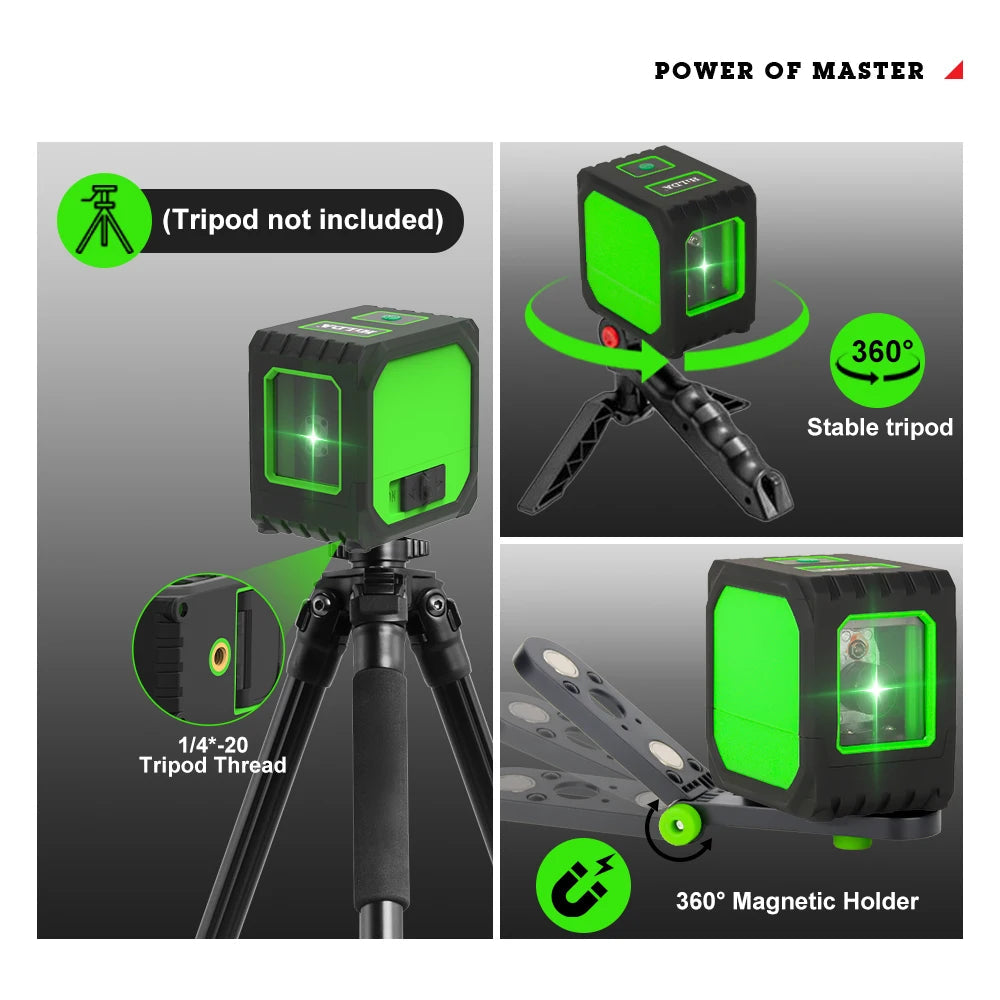 Mini Self-Leveling Laser Level Compact with Green Beams and USB Charging – Precise DIY Tool for Alignment and Leveling