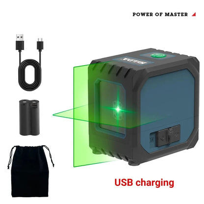 Mini Self-Leveling Laser Level Compact with Green Beams and USB Charging – Precise DIY Tool for Alignment and Leveling