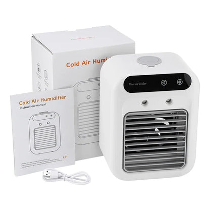 Mini ventilateur portable avec humidificateur et réservoir de 500 ml – brise réglable pour la maison et le bureau
